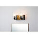 Bocage 2 Light 13 inch MB Bath Light Wall Light in Matte Black with Gold